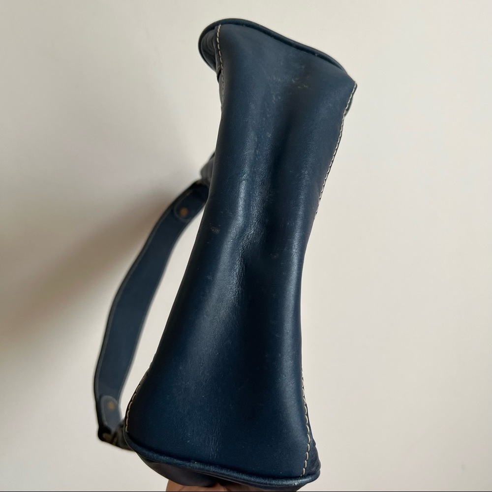 Wilson Leather Shoulder Bag Navy Blue Embossed Purse - Picture 3 of 10